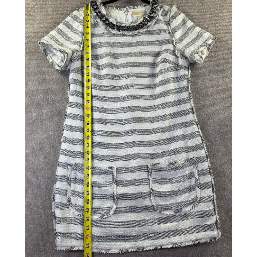 MICHAEL Michael Kors Striped Tweed Metal Chain Neck Shift Dress Size 6 - Picture 11 of 11